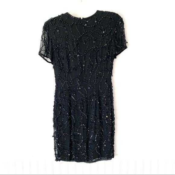NiteLine Vintage Black Sequin Beaded Party Y2K Mini Dress size 6 - Picture 7 of 8